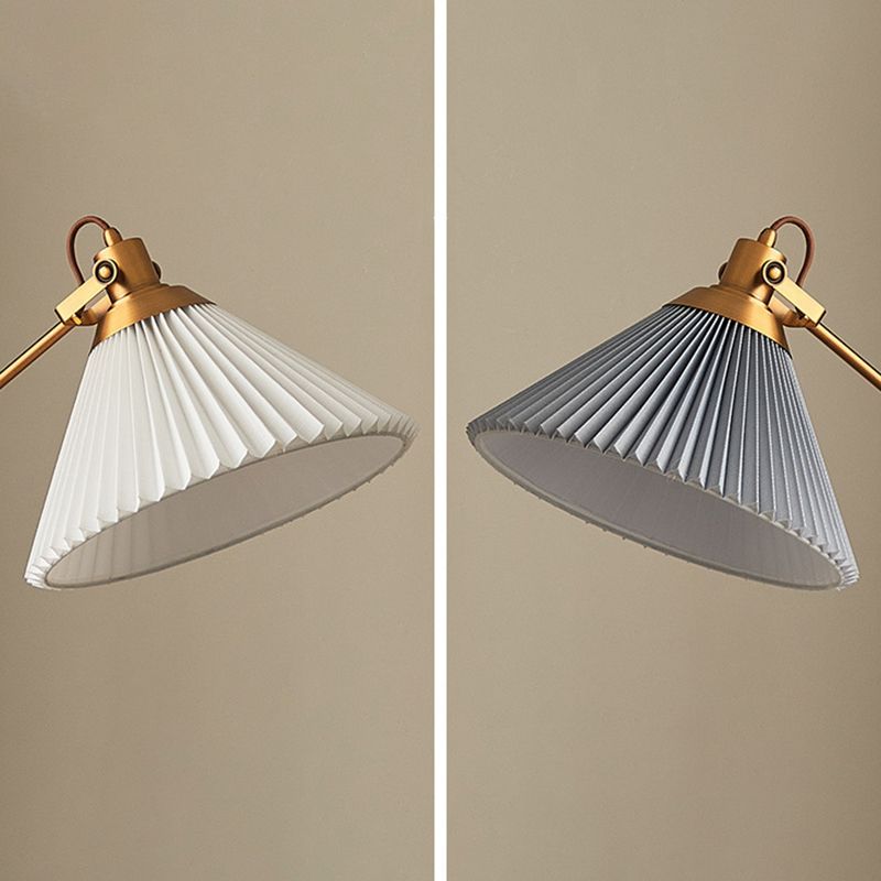 Ozawa Lampadaire Plissé Vintage, Métal/Tissu, Blanc/Bleu, Salon