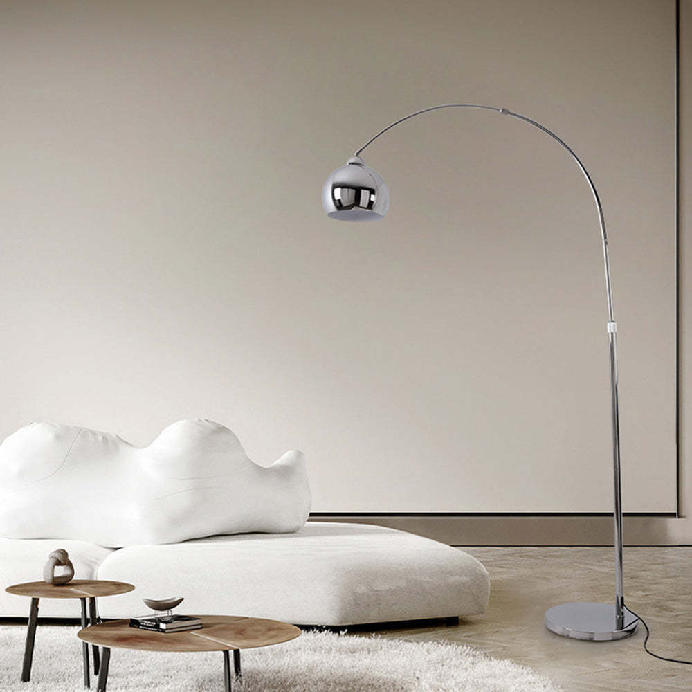 Salgado Design Lampadaire Canne à Pêche Simple Argent Métal/Verre Chrome Salon Grande