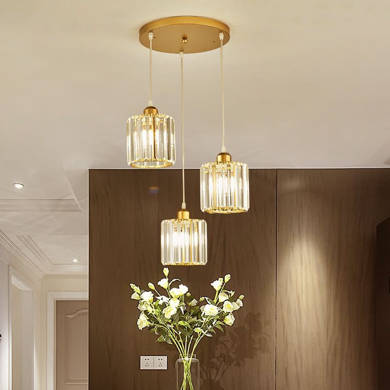 Kristy Suspension Ronde/Carré Nordique, Métal/Verre, Noir/Or, Salon/Bar