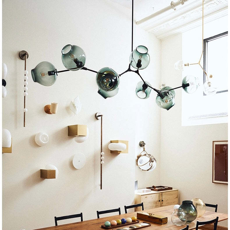 Valentina Suspension Nordique, Verre, Noir/Or, Salon