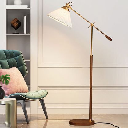 Ozawa Lampadaire Plissé Vintage, Métal/Tissu, Blanc/Bleu, Salon