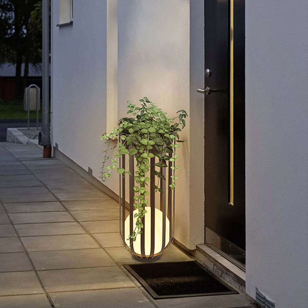 Orr Lampadaire Solaire Globe Moderne, Métal, Noir, Allée