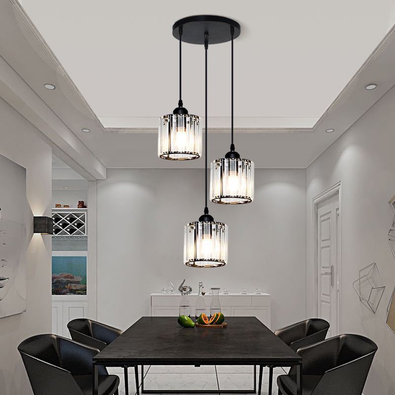 Kristy Suspension Ronde/Carré Nordique, Métal/Verre, Noir/Or, Salon/Bar