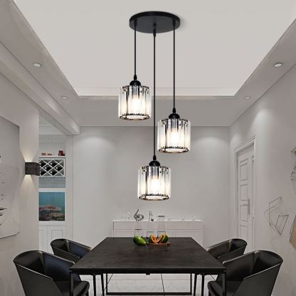 Kristy Suspension Ronde/Carré Nordique, Métal/Verre, Noir/Or, Salon/Bar
