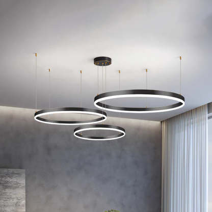 Arisha Suspension Anneau Moderne Métal Noir/Doré/Café Salon