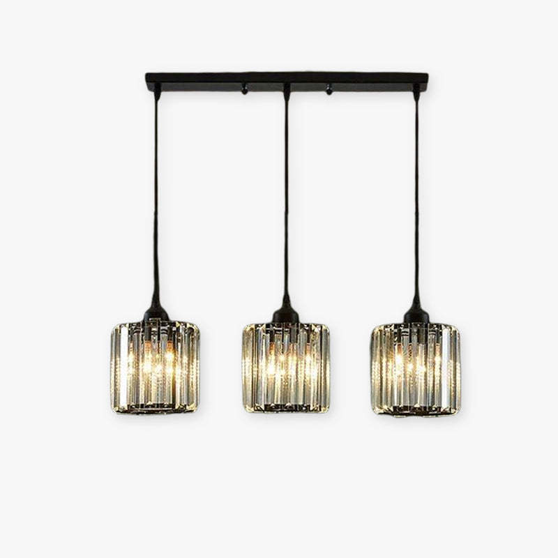 Kristy Suspension Ronde/Carré Nordique, Métal/Verre, Noir/Or, Salon/Bar