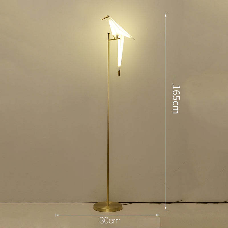 Clifford Lampadaire/Lamp de Table Oiseau Nordique, Métal/Acrylique, Doré, Salon
