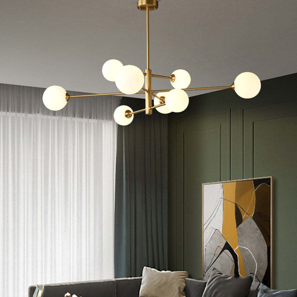 Valentina Lustre Bulle Moderne, Cuivre/Verre, Noir/Cuivre, Salon