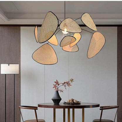 Ritta Suspension Petale Moderne, Metal/Rotin, Salon