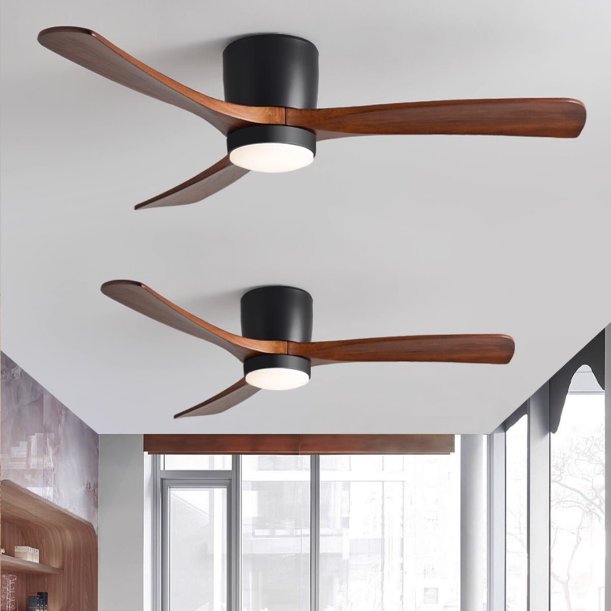 Ventilateur de plafond nordique en bois Ezra avec lumière - Neutralighting