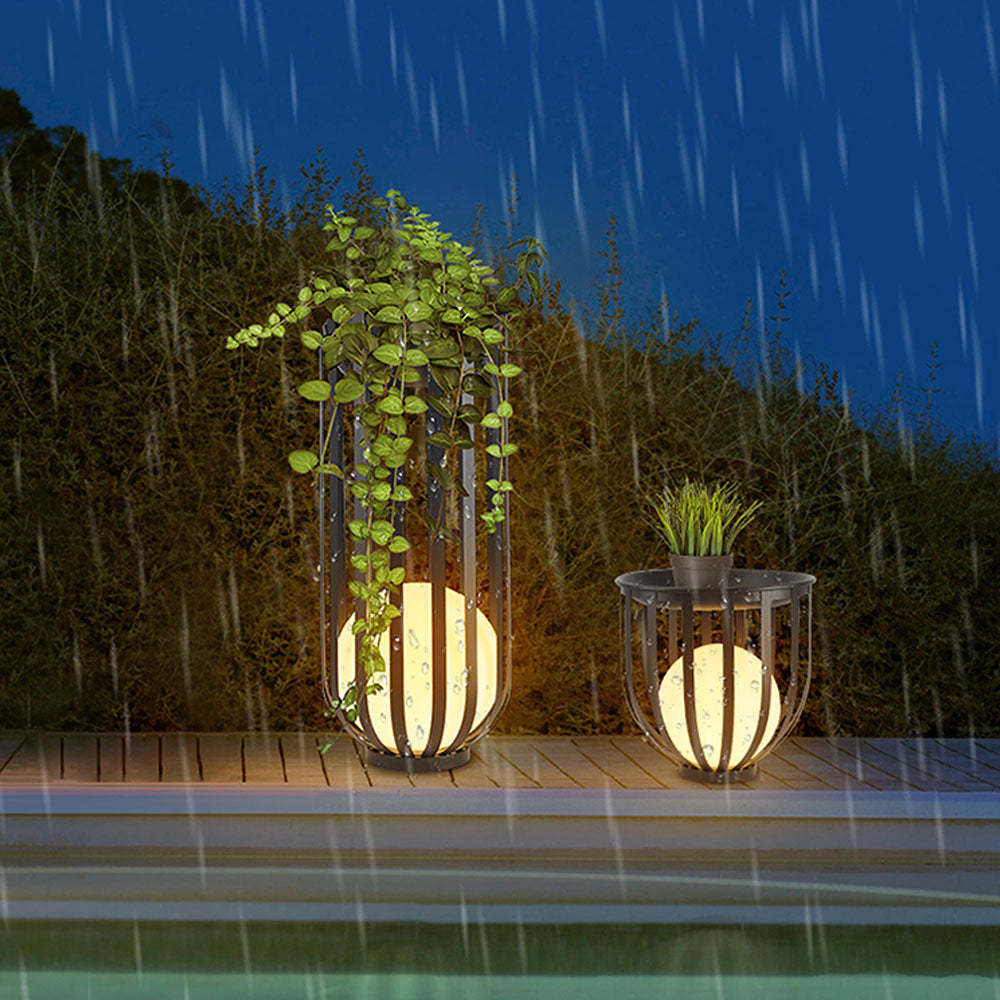 Orr Lampadaire Solaire Globe Moderne, Métal, Noir, Allée