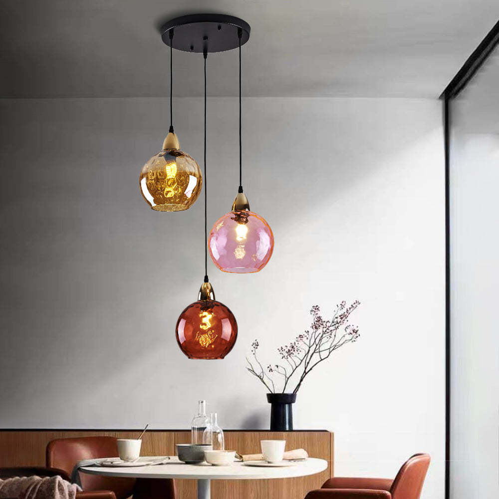 Hailie Suspension Boule Ondulation Nortique Métal/Verre Vert/Gris Salon