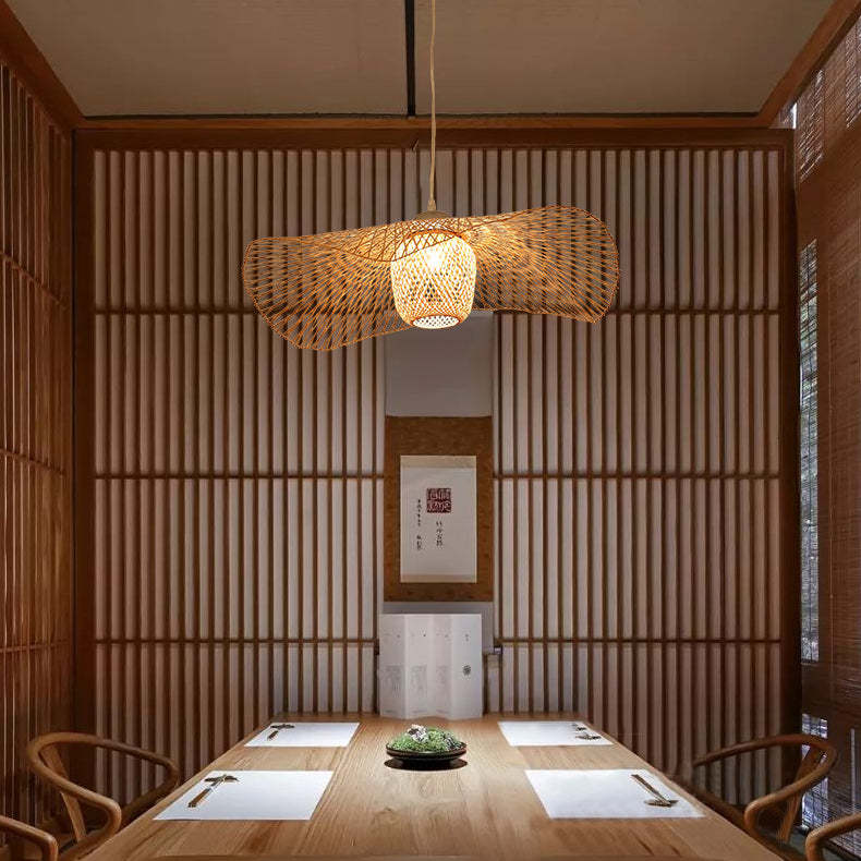Rattan Weaving Cap Pendant Light