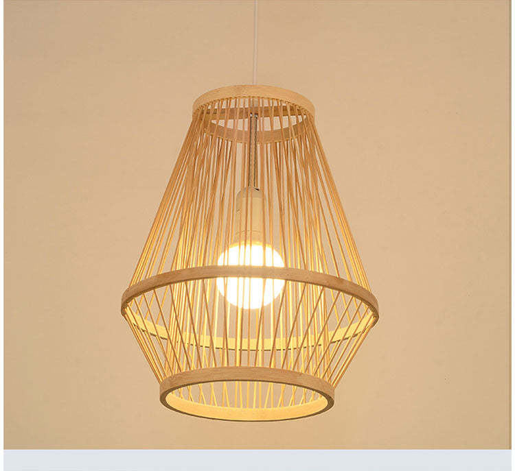 Vintage Boho Natural Style Handmade Rattan Woven Bamboo Hanging Light Pendant Light Details