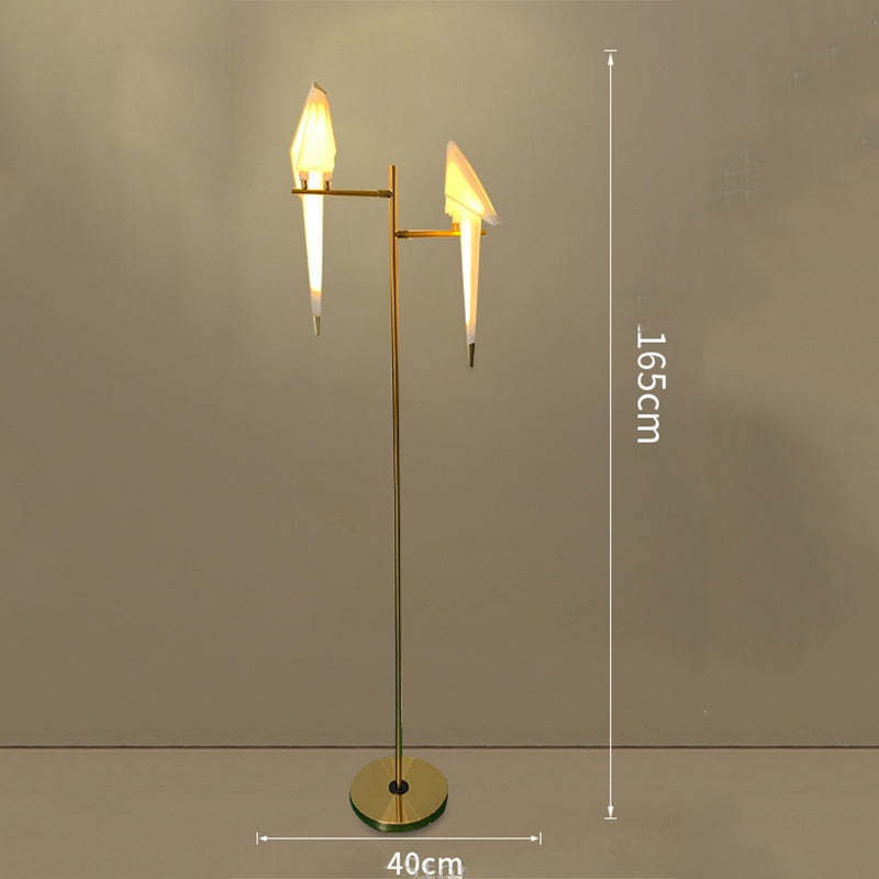 Clifford Lampadaire/Lamp de Table Oiseau Nordique, Métal/Acrylique, Doré, Salon