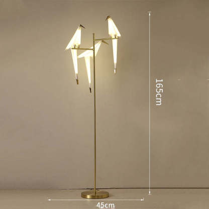 Clifford Lampadaire/Lamp de Table Oiseau Nordique, Métal/Acrylique, Doré, Salon