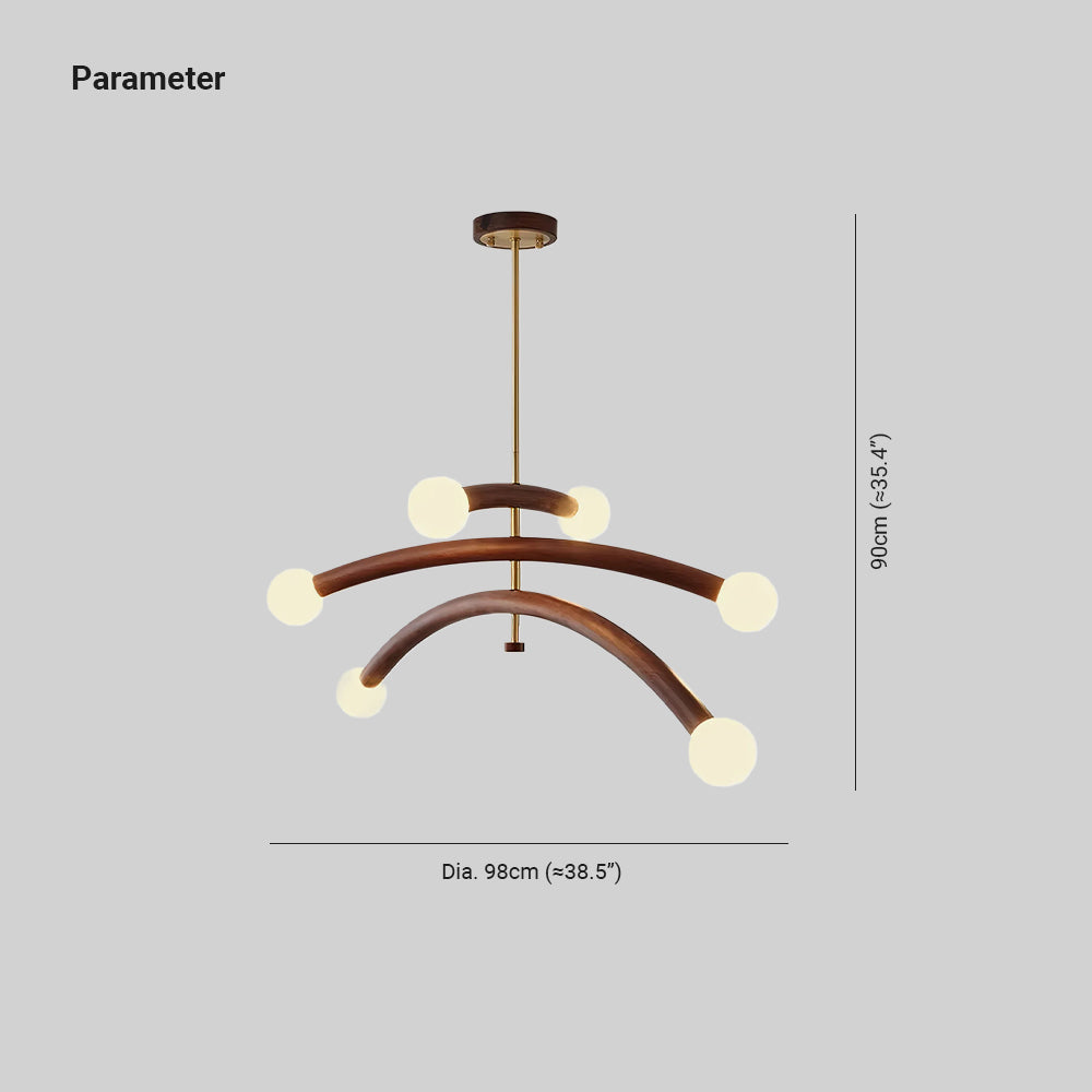 Drift Arc Wood Sculptural Chandelier