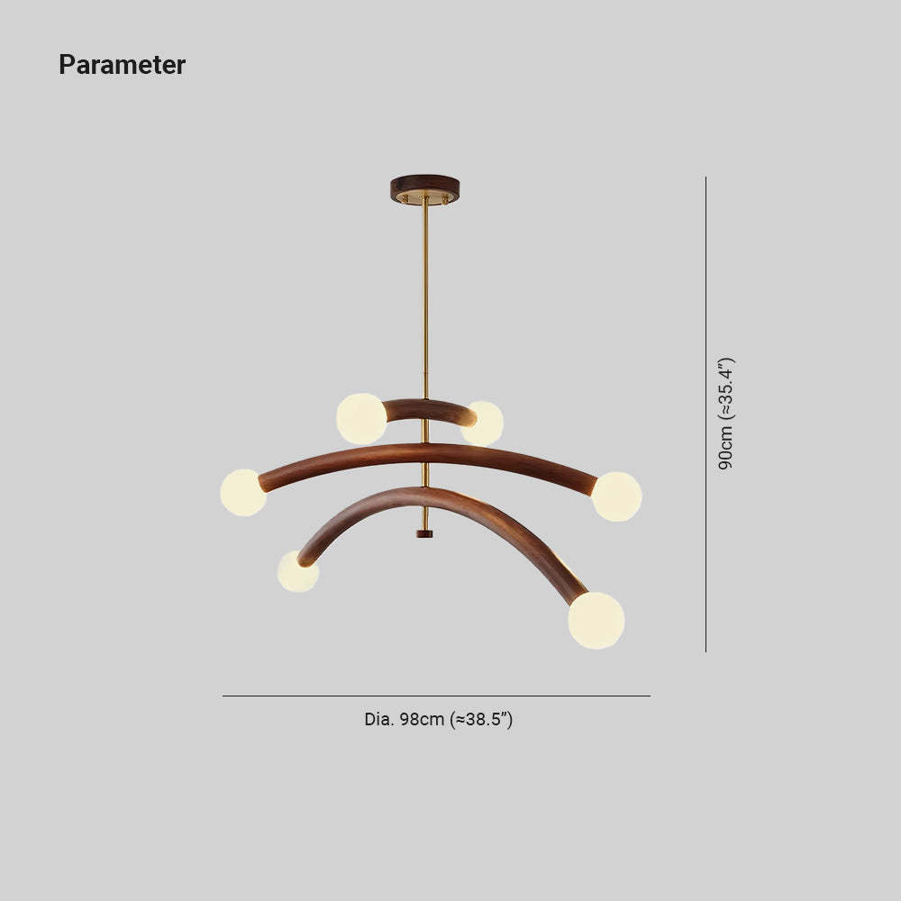 Drift Arc Wood Sculptural Chandelier