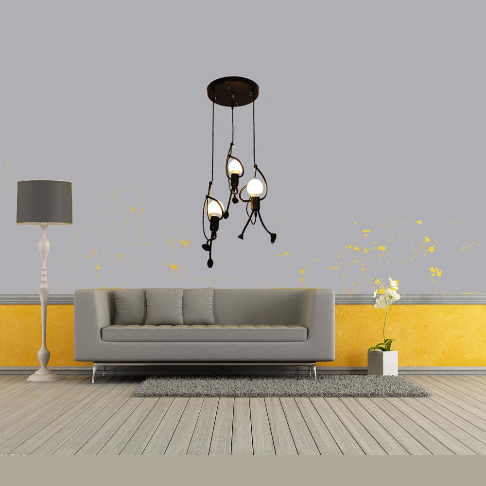 Modern Funky Man Style Chandelier Pendant Iron Dining Room Scene