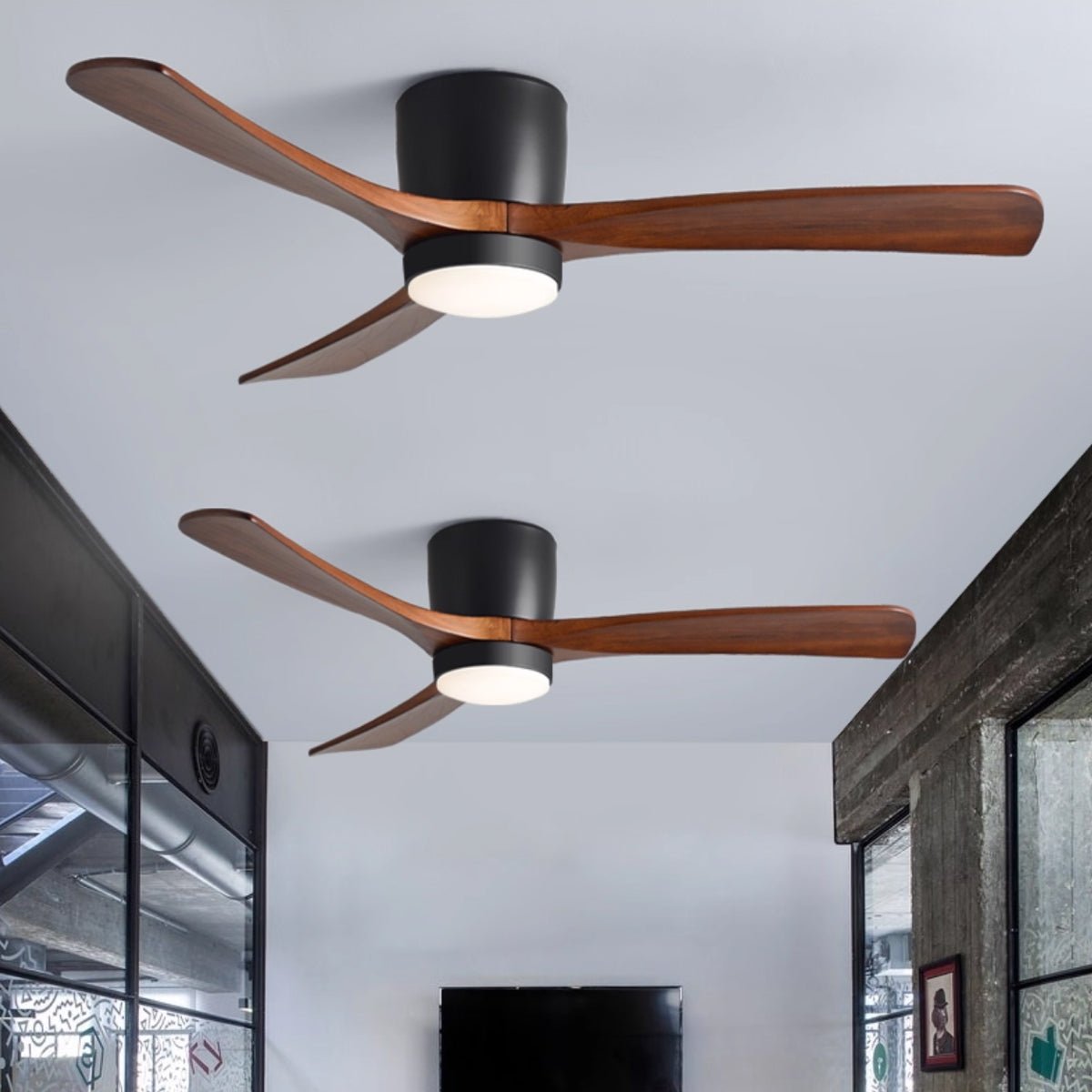 Ventilateur de plafond nordique en bois Ezra avec lumière - Neutralighting