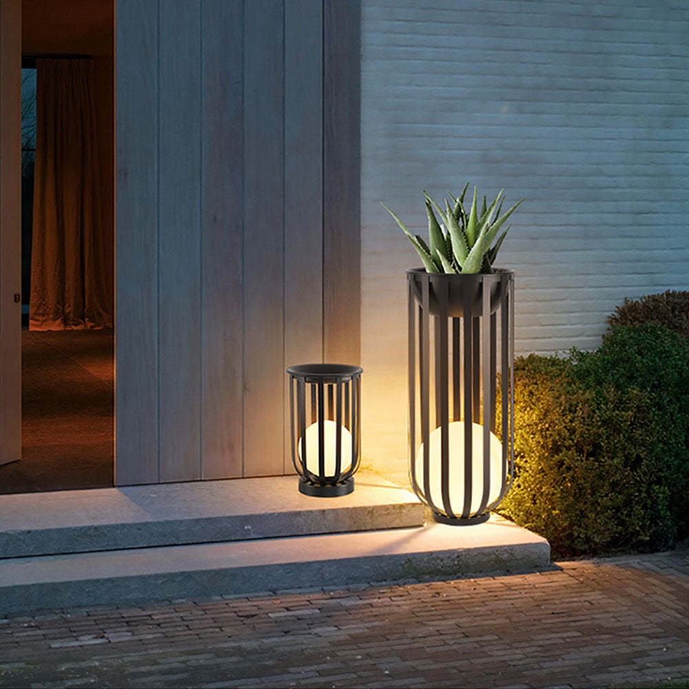 Lampadaire Solaire Globe Moderne, Métal, Noir, Allée | Las Sola