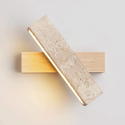 Zaid Natural Travertine Wood Adjustable Minimalist Wall Lamp