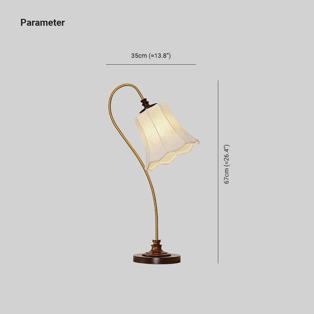 Hakka Wood Metal Pleated Table Lamp