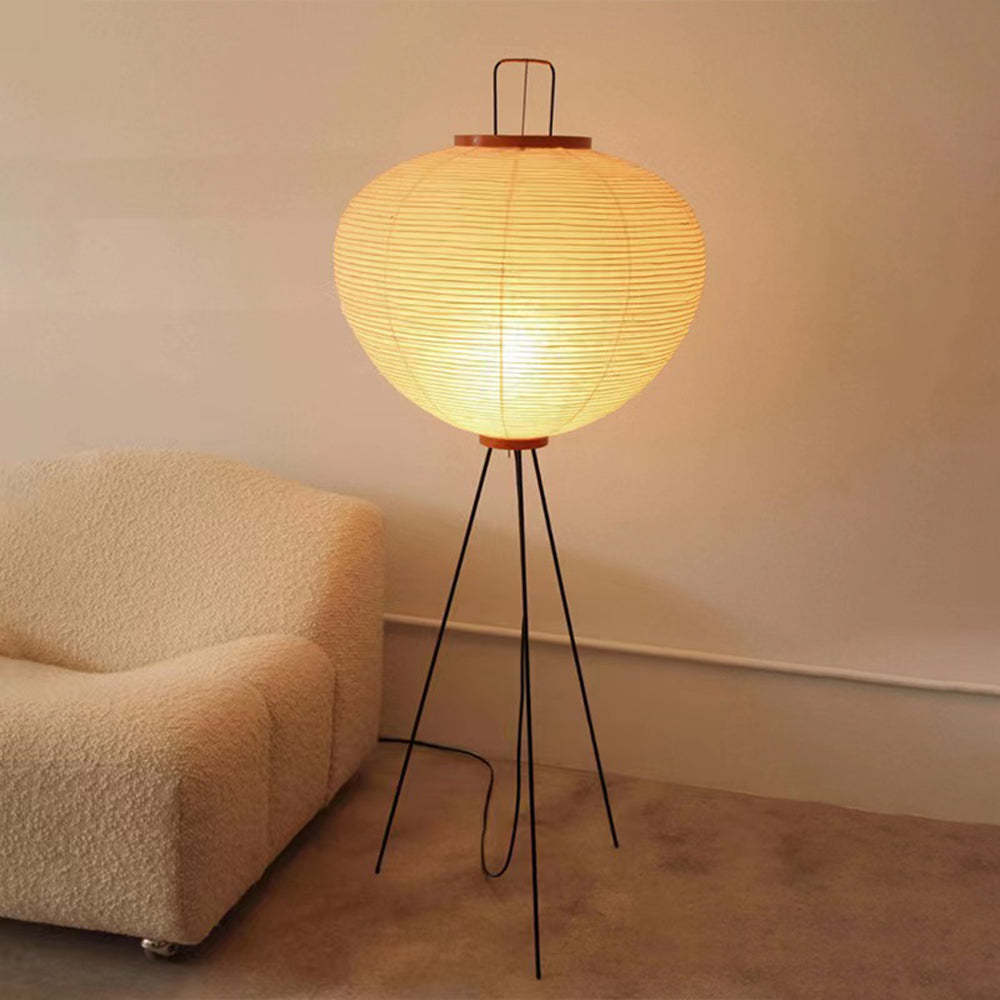 Lampadaire LED Lanterne Simple Métal/Papier Blanc Salon | Las Sola