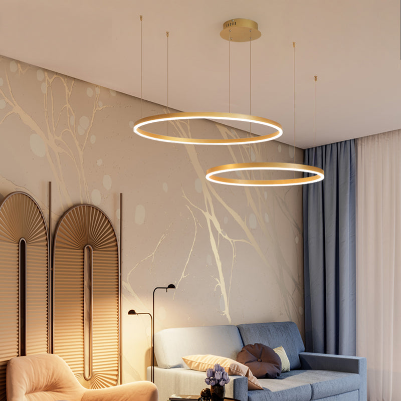 Arisha Suspension Anneau Moderne Métal Noir/Doré/Café Salon