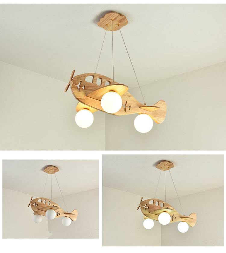 Minori Luminaires Suspension Avion Moderne, Bois, Chambre d'Enfant/Salon