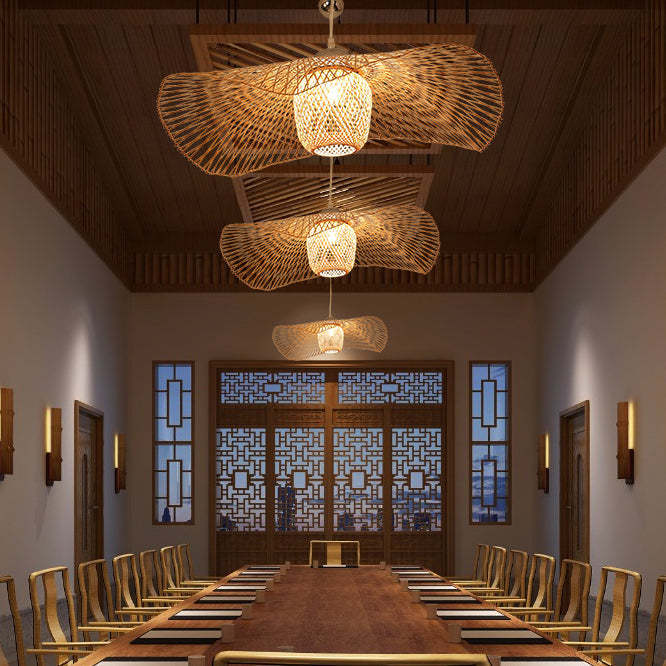 Rattan Weaving Cap Pendant Light