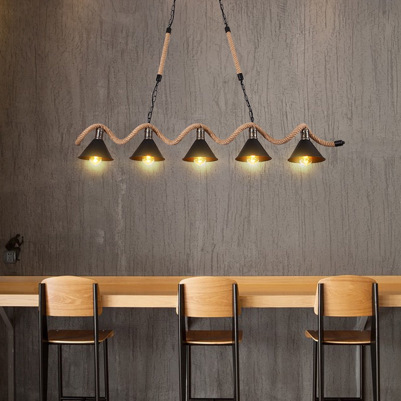 Epoch Lampe à Suspension LED Noire Vintage en Métal Pour Café