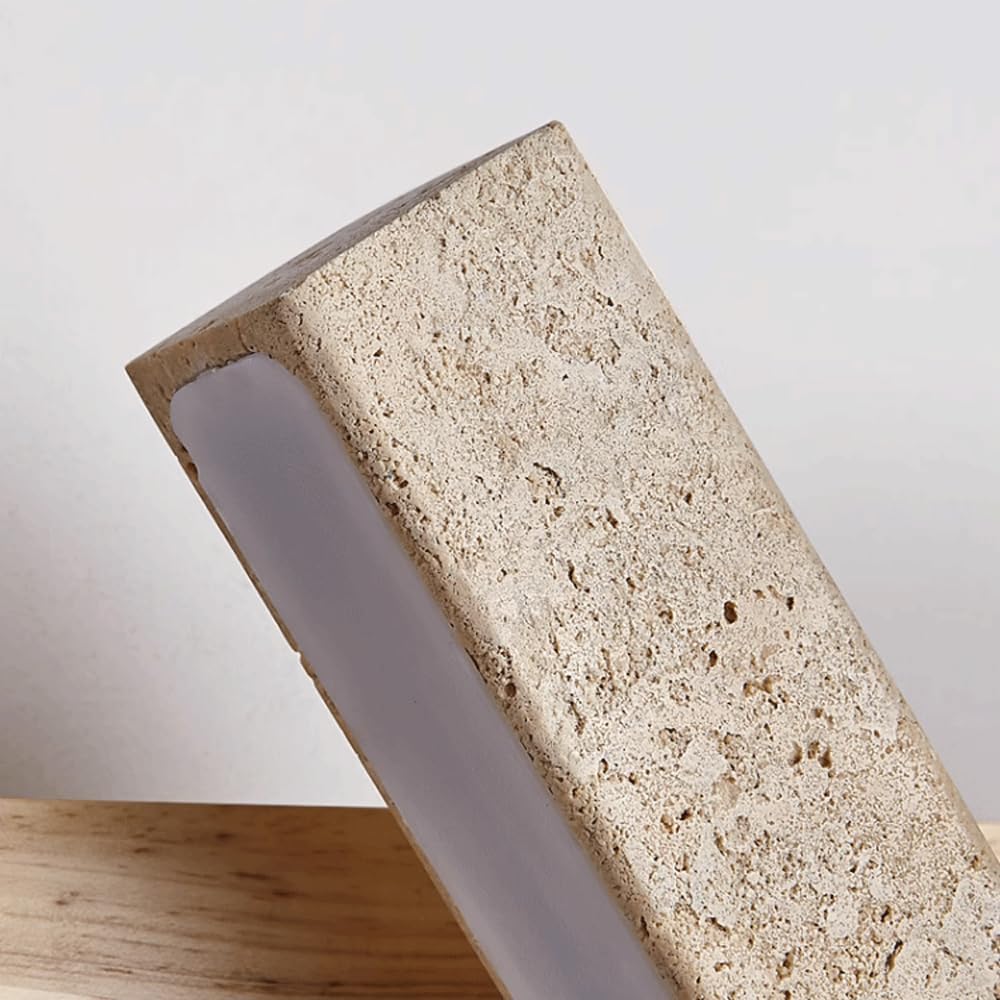 Zaid Natural Travertine Wood Adjustable Minimalist Wall Lamp