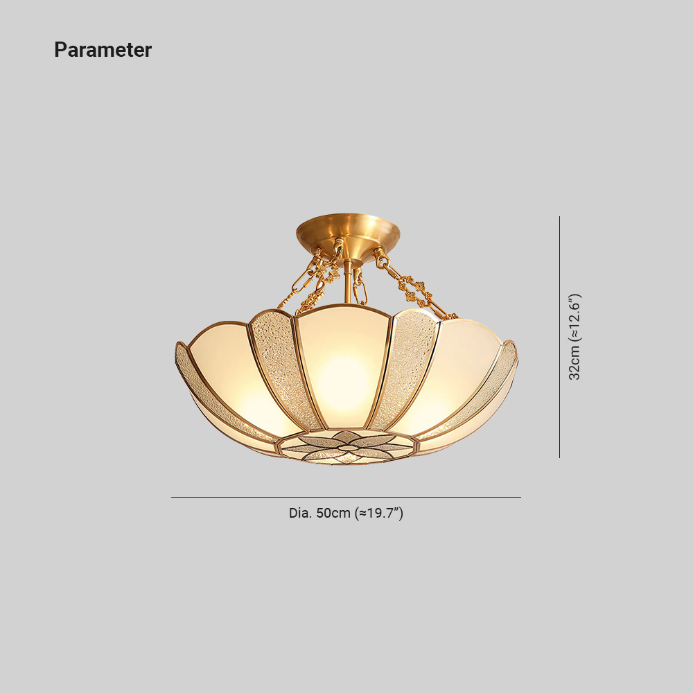 Alessio Plafonnier Rétro Fleur Métal Verre Chambre à Coucher