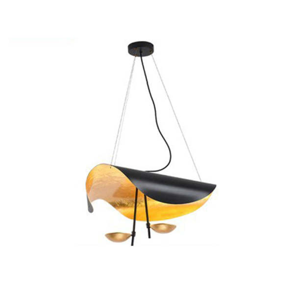 Lustre En Fer Forgé Feuille D'or – Une Lumière – Fixation Soffite – IP44 – Fabriqué En Italie