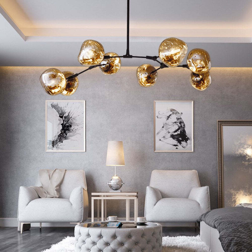 Mirza Suspension Globe Inhabituelle, Métal/Acrylique, Doré Rosé/Or/Chromé, Salon/Salle à Manger