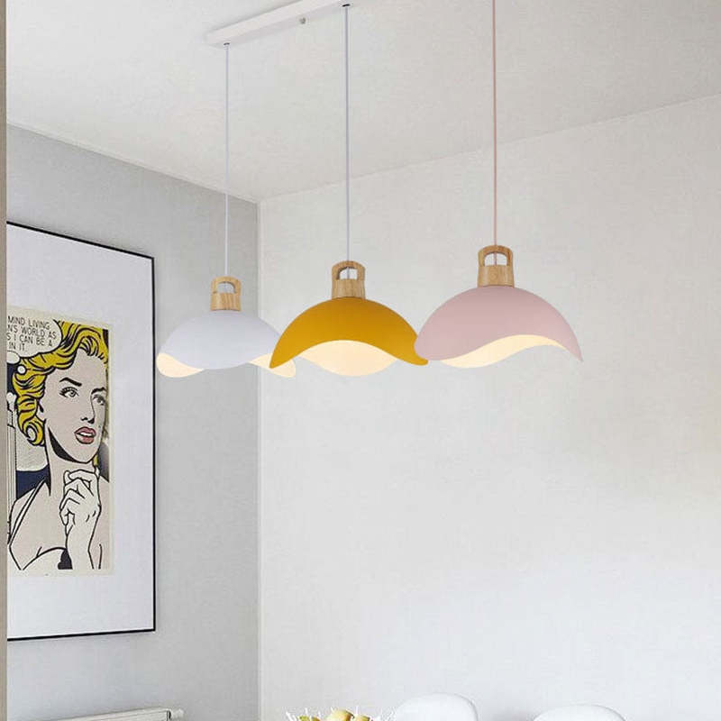 Suspensions Nordic Modern Wood Aluminium Macaron E27