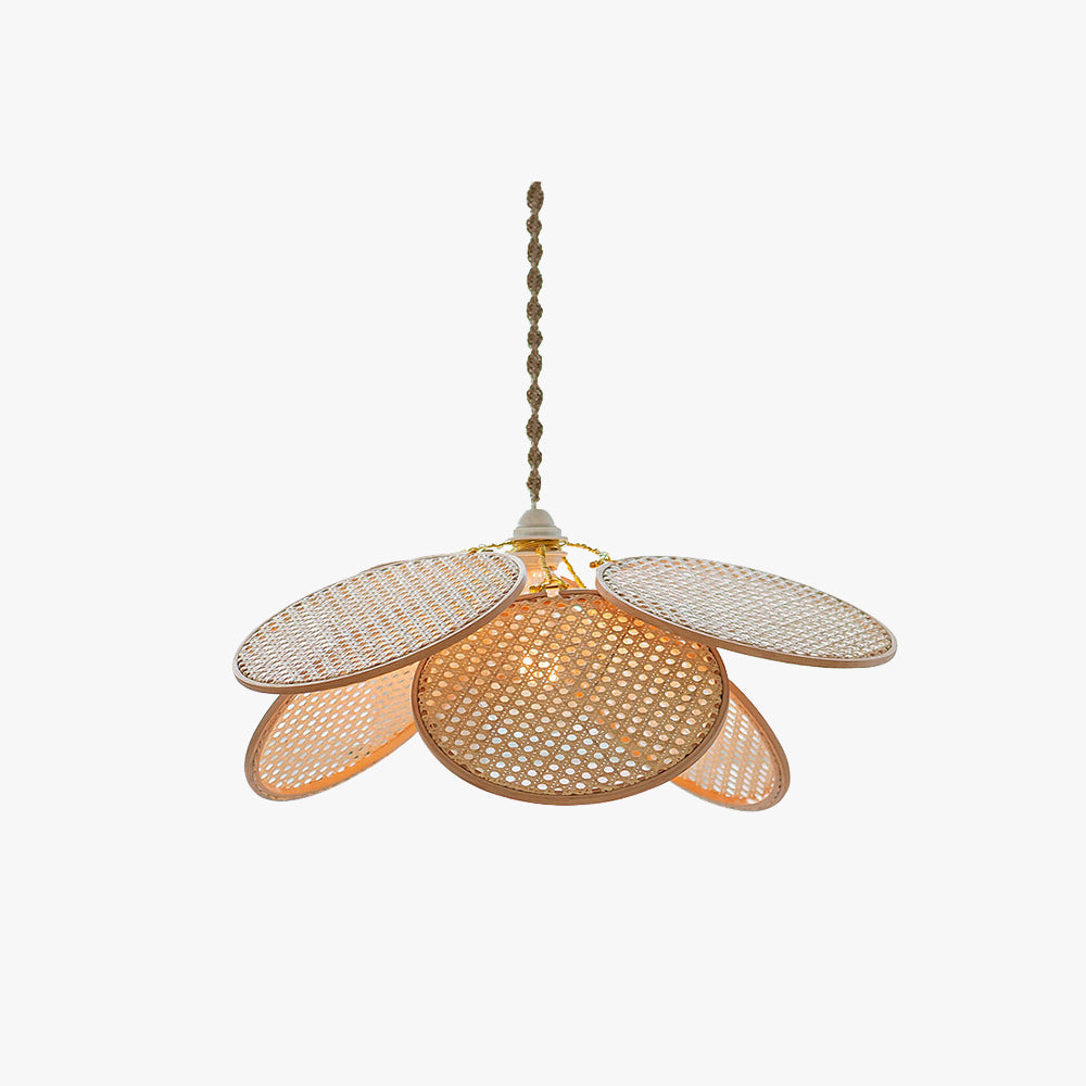 Ritta Suspension Petale Naturelle, Metal/Rotin, Bois, Chambre à Coucher
