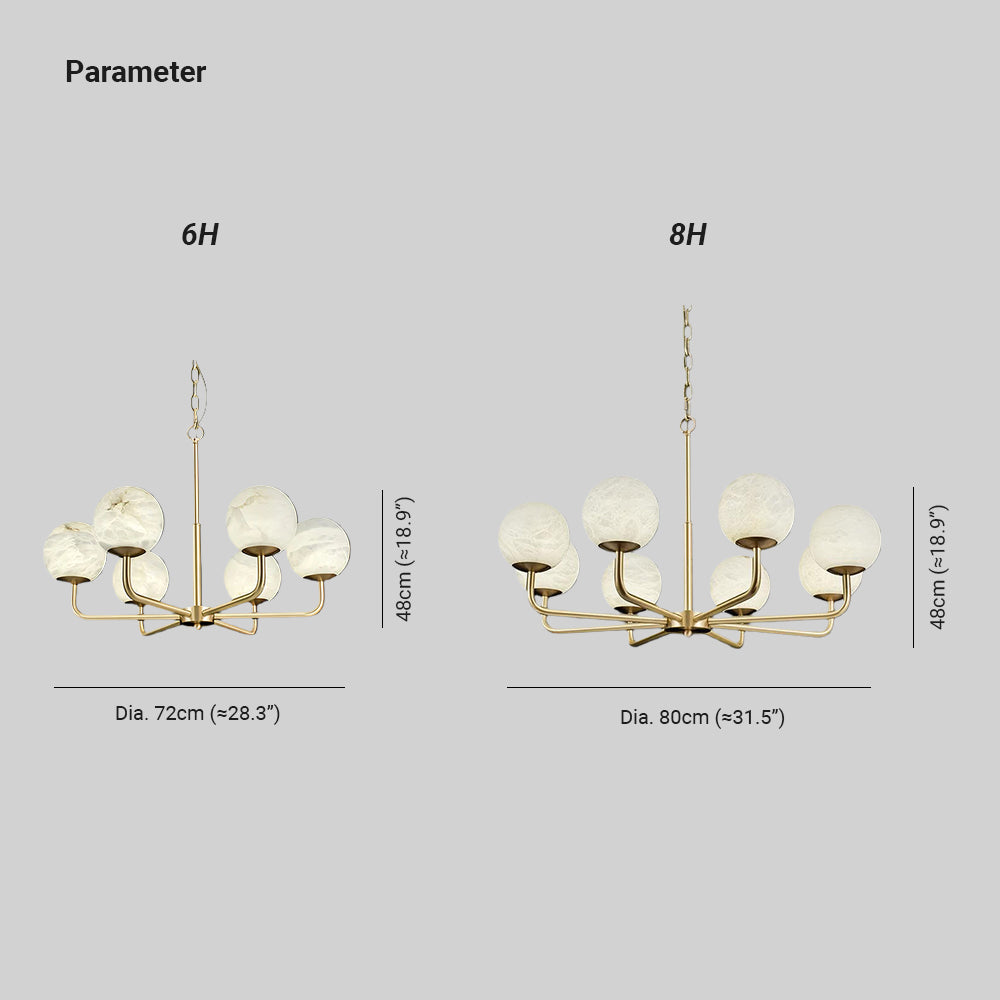 Halo Brass Alabaster Balls Chandelier