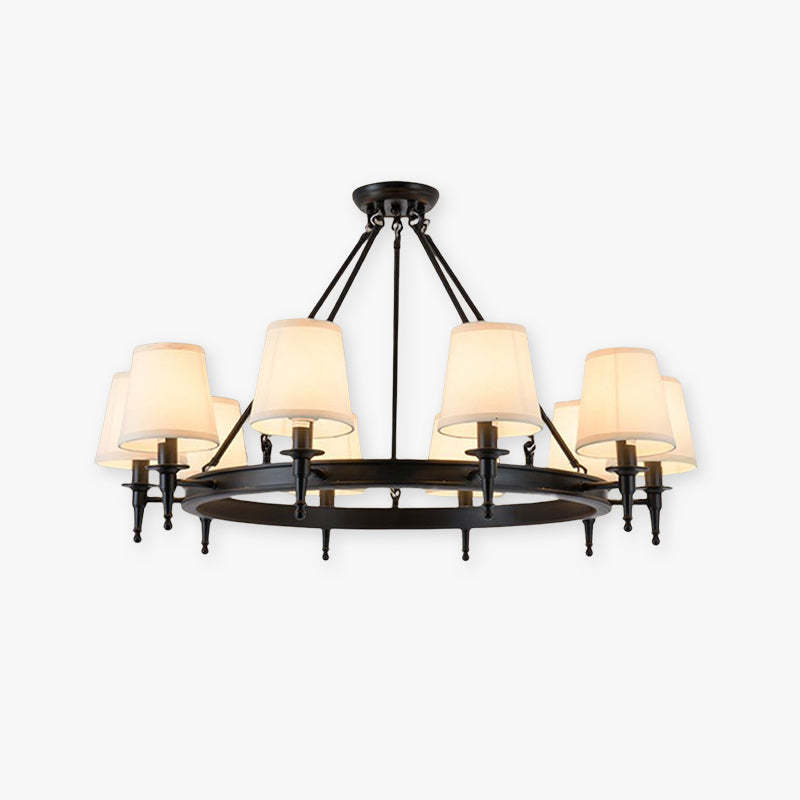 Alessio Lustre Anneau Vintage, Fer/Quincaillerie/Tissu, Noir/Cuivre, Salon