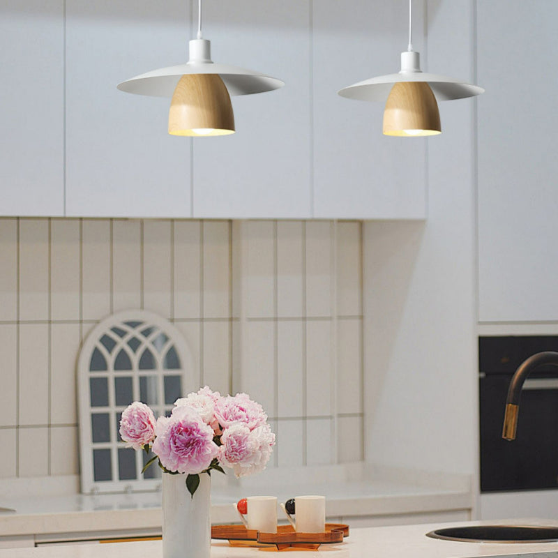 Morandi Moderne LED Suspension Blanc Bois Métal Salon Salle À Manger