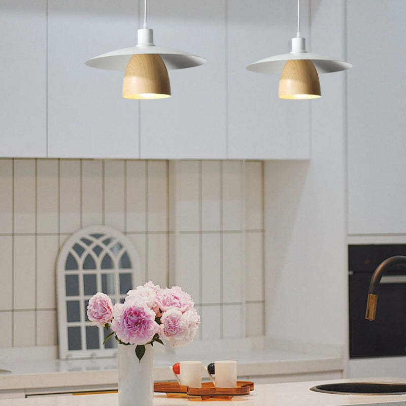 Morandi Moderne LED Suspension Blanc Bois Métal Salon Salle À Manger