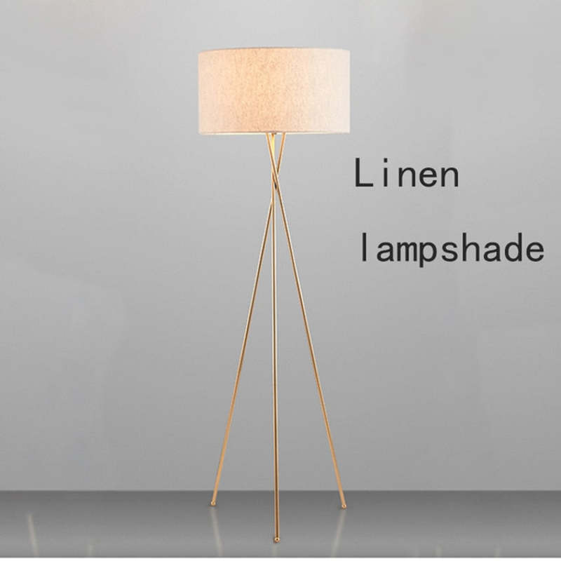 Baines Lampadaire/Lampe de Table Cylindre Moderne, Métal/Tissu, Blanc, Salon