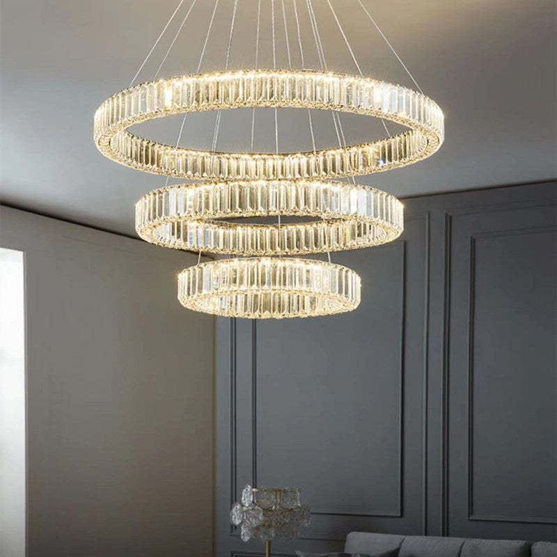 Marilyn Suspension Anneau Moderne, Métal/Cristal, Doré, Salon