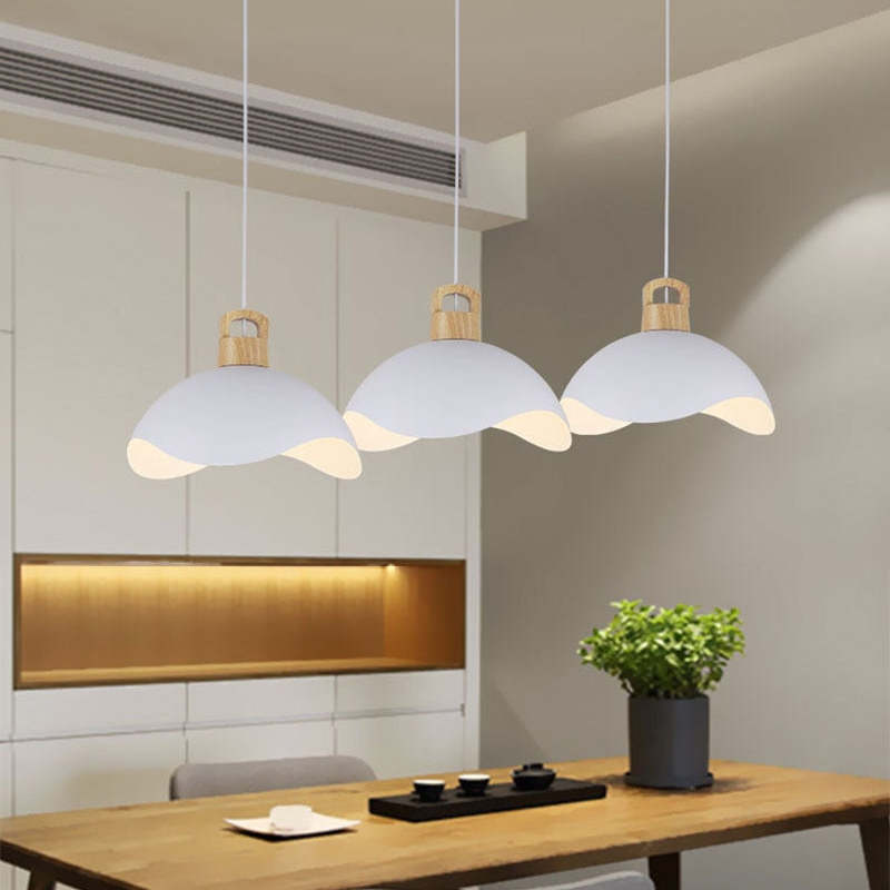 Suspensions Nordic Modern Wood Aluminium Macaron E27