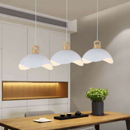 Suspensions Nordic Modern Wood Aluminium Macaron E27