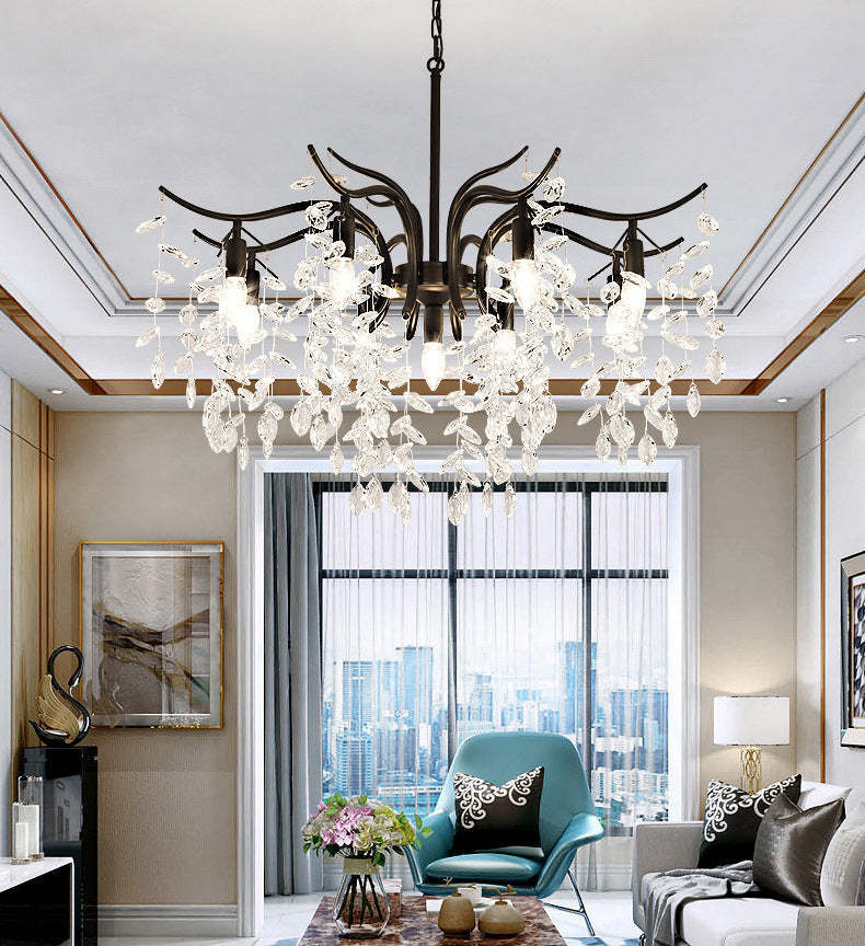 Marilyn Suspension Multi Luxueux, Cristal/Cuivre, Noir/Or, Salon