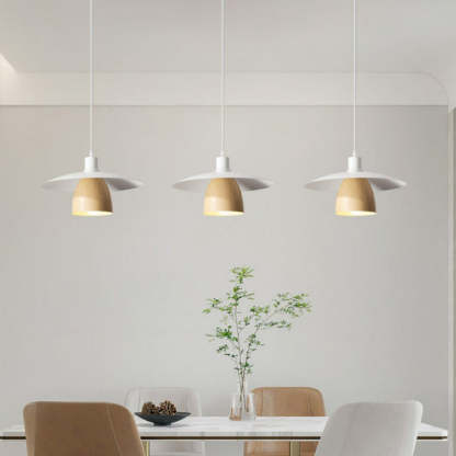 Morandi Moderne LED Suspension Blanc Bois Métal Salon Salle À Manger