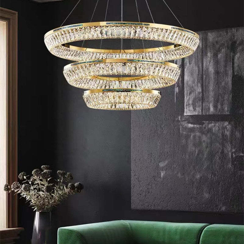 Marilyn Suspension Anneau Moderne, Métal/Cristal, Doré, Salon