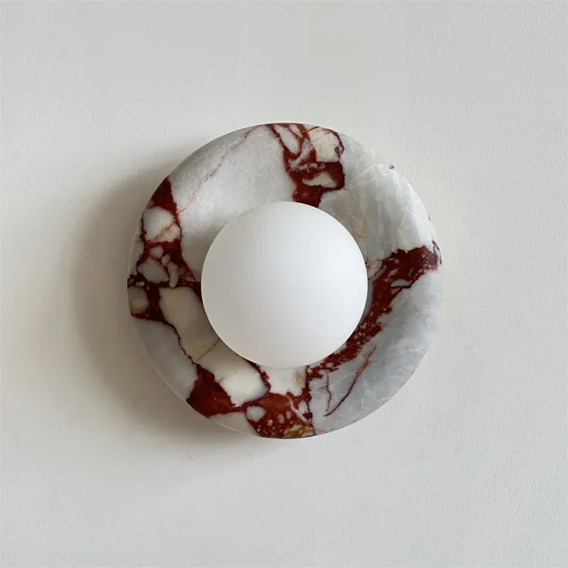 Elif Modern Round Marble Wall Light Shades Bedroom Living Room